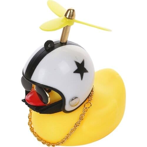 The Duck Light Horn Small Yellow Duck Car Decoration Windbreaker Duckling with Helmet Car Styling