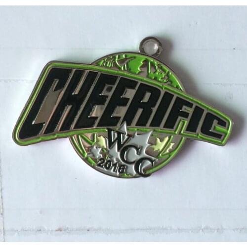 Cheerific Medals/Metal Emblem for 2016 Sport Made by Iron with Ribbon 2" Satin Nickel Plating & Custom MOQ50pcs fee shipping