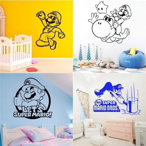 Cartoon Super Mario Wall Art Stickers Decal Mural Gamer Wall Decor For Kids boys Bedroom Room Decoration Wallpaper wallstickers