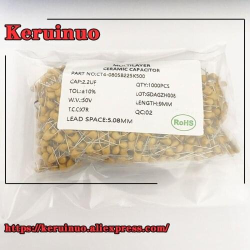 100PCS Monolithic Capacitor kit NF 50V 1NF 10NF 100NF 150NF 2.2NF 220NF 102 103 104 154 222 224 Assorted 5.08MM PF series