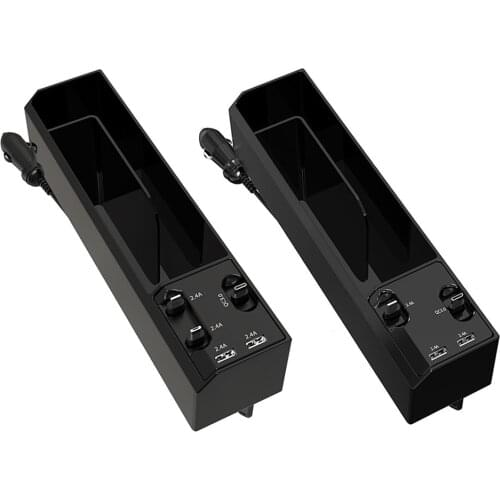 USB Ports Seat Filler Phone Key Storage Car Seat Gap Organizer Pocket with Retractable USB Cables + 2 USB Ports