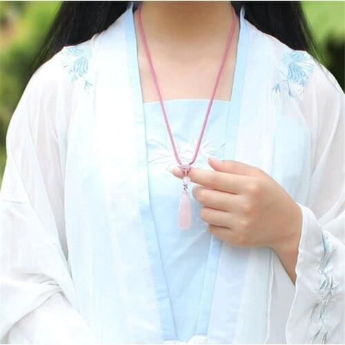 Natural Green Aventurine Jade Agate Water droplets Pendant loves Necklace Pendant Romantic Gift for Woman fashion Jewelry