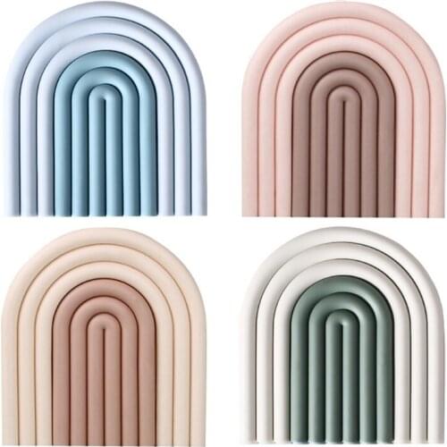 T3EC Nordic Silicone Rainbow Coaster Removable Heat Insulation Pad Cup Mat Plate Non Slip Placemat Home Decor