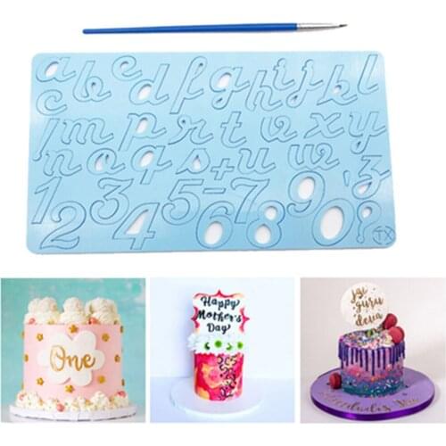 New Acrylic Capital/Alphabet/Number Fondant Mold Embossed Cutter DIY Letter Cake/Cookie Cutter Stamp Baking Mold With Brush