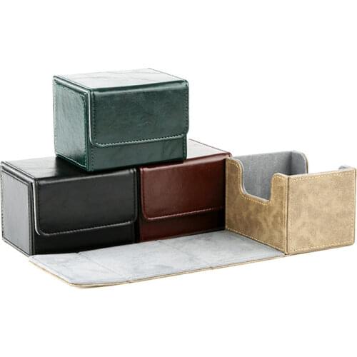 New Arrival Retro PU Capacity box trading cards container collection for Board Game Sleeve Holder Case