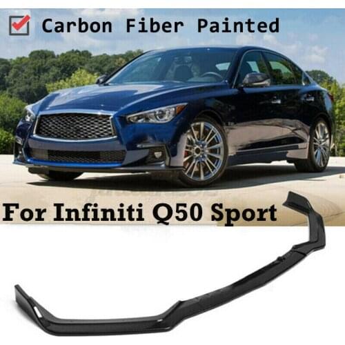 Front Bumper Lip Spoiler for Infiniti Q50 2018-2021 Sport Bumper Lip Diffuser Splitter Protector Car Modification Body Kit