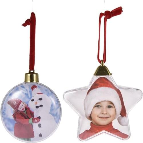 Christmas Transparent Plastic Photo Five-star Ball Christmas Decorations Christmas Tree Hanging Decor For Home Party Kids Gifts