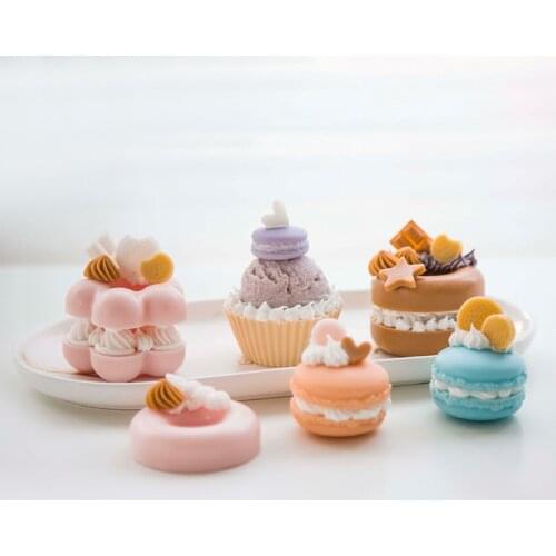 DIY Candle Molds for Candle Making Dessert Macaron Muffin Cup Cake Silicone Mold Fondant Molds Baking Accessories