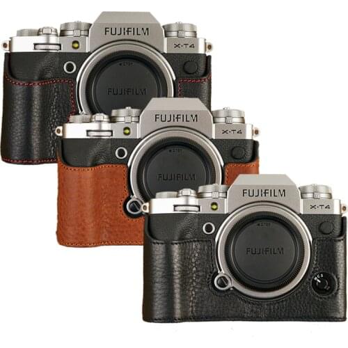 XT4 Camera Bag Handmade Genuine Real Leather Half XT3 Camera Case Bag Cover For Fujifilm XT4 XT3 XT2 Open Battery