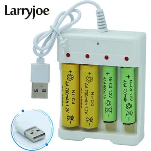 4 Slots USB Fast Charging AAA and AA Battery Charger Short Circuit Protection Rechargeable Battery Station High Quality