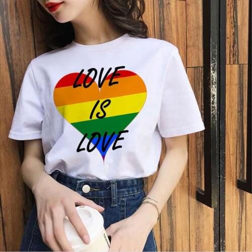 Tshirt For Lady Fashion Fun Retro Top Women Love Is Love Print T Shirt Color graphics t shirt Short Sleeve tee shirt femme