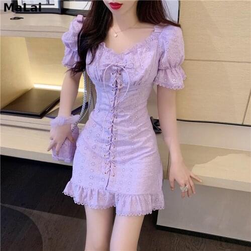 Sexy Off Shoulder Jacquard Embroidery Waist Slimming Lace Up Dresses Summer 2021 French Retro Flower Embroidery Dresses