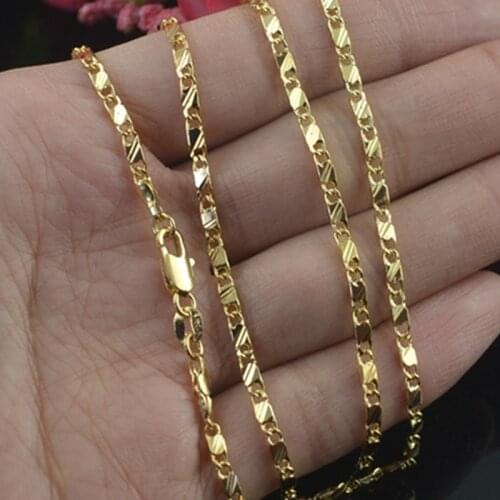 1 Pcs 2mm 18K Fashion Exquisite Jewelry Gold Filled Golden DIY Chain Necklace Size 16-30 Inches for Women Men