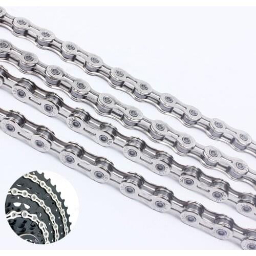 10/11 Speed Mountain Bike Chains Semi-hollow 116 Links Silver Road Bike Chains Quick Buckle MTB Bicycle Chains for SHAIMANO SRAM