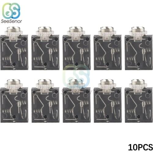10pcs/lot 5 Pin 3.5mm Stereo Audio Jack Socket PCB Panel Mount for Headphone With Nut PJ-324M