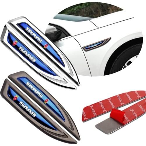2pcs 3D Metal Car Sticker Fender Side Decal Emblem Badge auto Blade For SAAB 9-3 9-5 9-7 93 9-7X 9-2x 9-5x BJ Car accessories