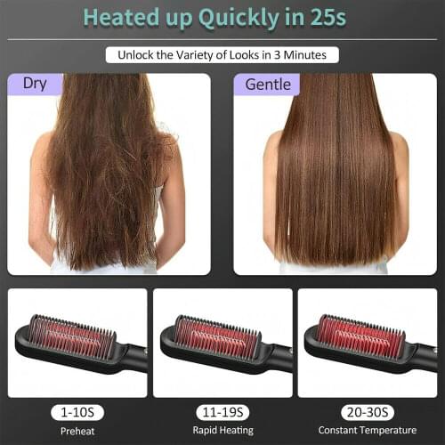 2 In1 Hair Straightener Brush Electric Hair Comb Hair Curler Hot Heating Wet Dry Use Hair Flat Irons Straightening Curling Comb