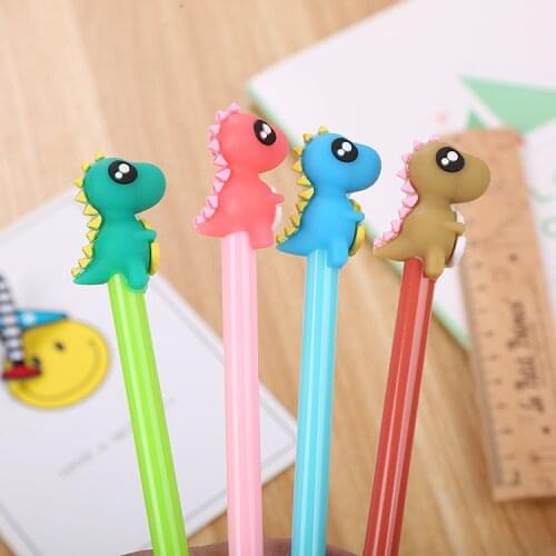 40 pcs Creative stationery dinosaur silica gel head neutral pen cute cartoon learning office water-based signature pen