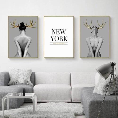 Abstract Black White Girl Canvas Art Wall Picture Painting Nordic Decoration Quotes Posters and Prints Living Room Home Decor