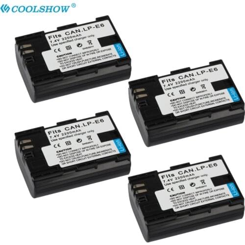 LPE6 LP-E6 E6 Battery 2200mah for Canon EOS 6D 7D 80D 5DS R 5D Mark II 5D Mark III EOS 5DS R Camera Batteries LP E6