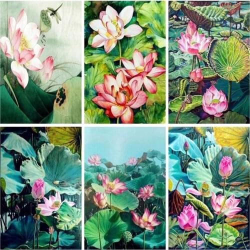 5D Diy Diamond Painting Full Drill Lotus Cross Stitch Diamond Mosaic Flower Picture Rhinestones Home Decor Bead Embroidery Bh229