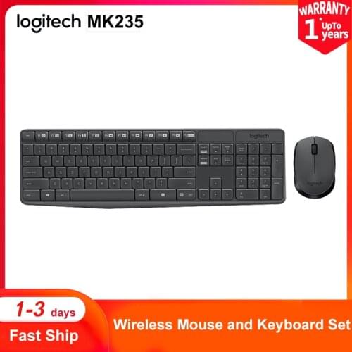 Logitech MK235 Wireless Keyboard Mouse Multimedia 2.4GHz Splash-proof Design 1000dpi Micro USB Receiver Office Plug and Play