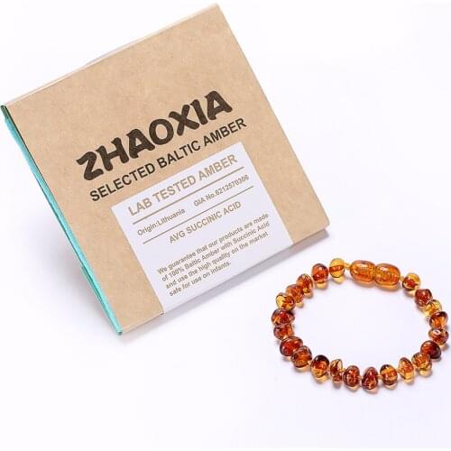 Baltic Amber Teething Bracelet/Anklet for Baby - Gift Box - 2 Sizes - 4 Colors - Ship from US&UK&AU&CN
