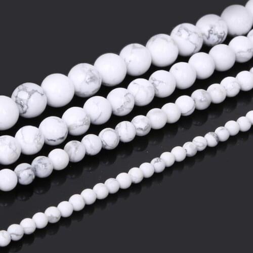 39cm Strand 4mm 6mm 8mm 10mm Beads Round Natural White Howlite Stone Loose Beads For Women Bracelet DIY Jewelry Making