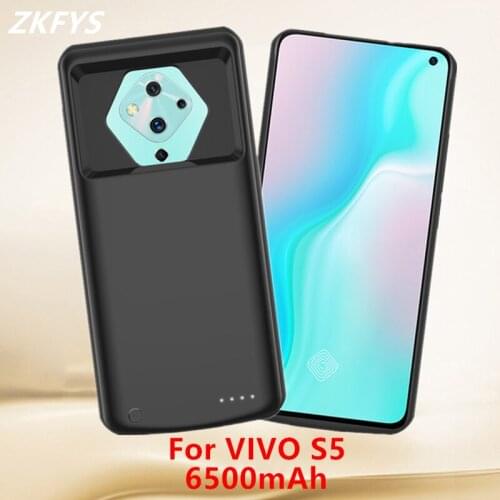 ZKFYS Battery Charger Cases For VIVO S5 Battery Cover 6500mAh Portable Power Bank Case Silicone Battery External Charging Case