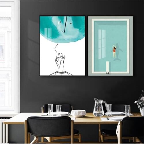 For Living Room Home Decor Wall Decor Simple Minimalist Swimming Pool Canvas Print Painting Poster Art Wall Pictures