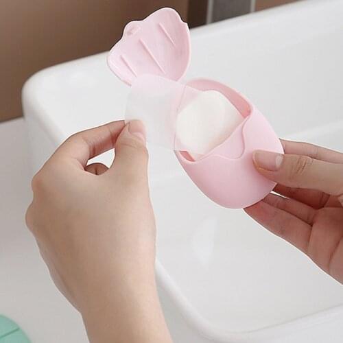 50Pcs/Box Travel Hand-washing Soap Paper Multifunctional Aroma Sliced Cleaning Paper Disposable Boxed Mini Soap Paper