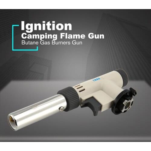 Camping Flame Gun Butane Gas Burners Gun Maker Torch Lighter Piezo Ignition Flamethrower Gas Torch For Outdoor BBQ Picnic