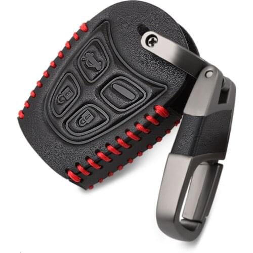 Leather Car Key Case For SAAB 9-3 9-5 93 95 2003-2011 4 Buttons Smart Remote Fob Protector Cover Keychain Bag Auto Accessories