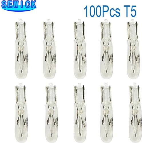 White 100pcs W2W T5 12v 1.2w Car Halogen Lamp Instrument Lights Dashboard Bulb Auto Interior Light Car Styling