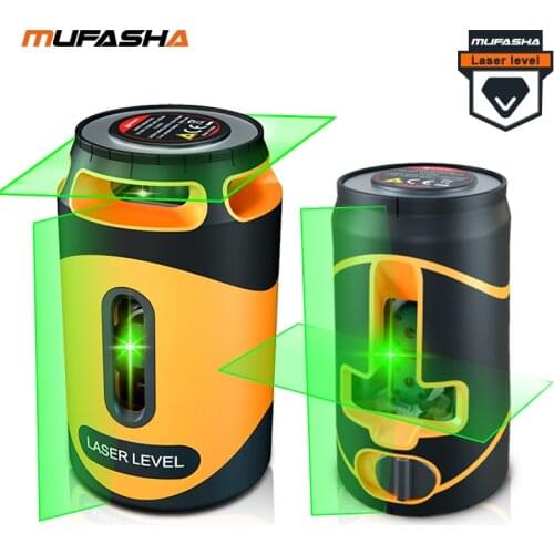 MUFASHA Laser Level Green 2 Lines 5 Lines Double-side Magnetic. Li-Battery Built-in. Brightness Adjustable