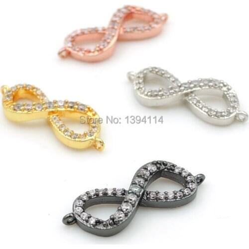21*8*3mm Micro Pave Clear CZ Eight Connectors Fit For Men And Women Making Bracelets Jewelry