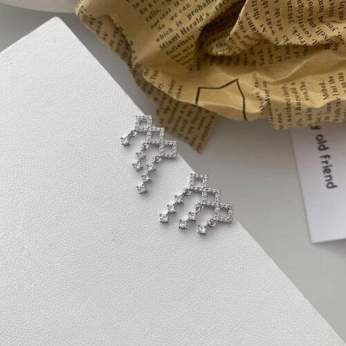 Miuoxion Retro Zircon Tassel Rhombus Earrings Fashion Personality Party Jewelry For Women Feature Namour Charm Gift All Seasons