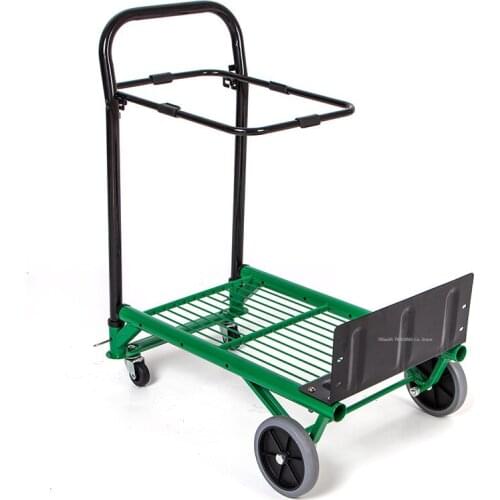 Multipurpose Hand Truck 198lb Capacity Convertible Dolly, 4 Wheels Cart for Handling Equipment in Green, Foldable Luggage Cart