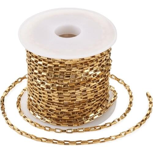 About 5m/roll 304 Stainless Steel Unwelded Rectangle Box Chains For Bracelet Necklace DIY jewelry making Accessories 4x2x1mm