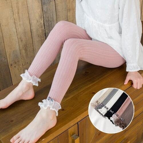 New style bowknot vertical striped combed cotton nine-point princess cute lace trousers spring and autumn thin cotton trousers