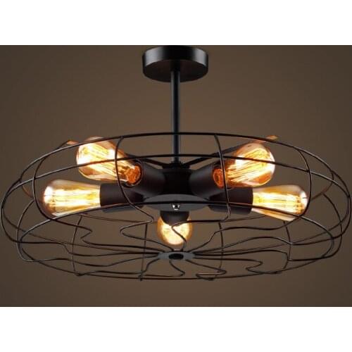 Retro industry wind pendant lights Edison fan Cafe Restaurant aisle clothing store Cafe bedroom Iron 5 heads lights GY42