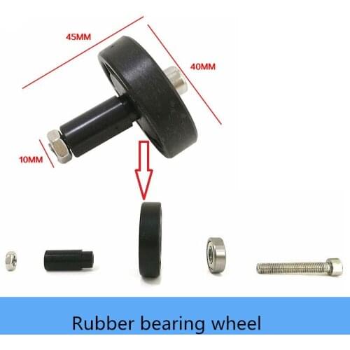 Rubber Bearing Wheel 45*40*10mm Load-Bearing Black Auxiliary Wheel For RC Robot Tank Chassis Part DIY