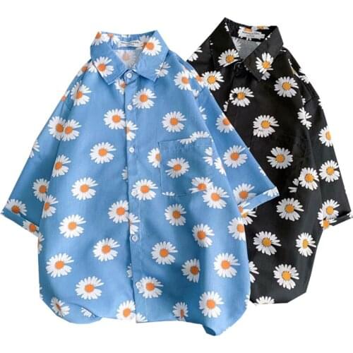 Fashion Mens Shirts Japan Style Streetwear Flower Shirt Male Casual Men Clothing Summer Trends Men Shirts