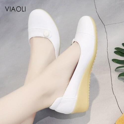 Viaoli Doctor Nurses Shoes Summer Soft Sole High Quality White Women Wedge Sandals Hospital Medical Work Shoes Breathable Shoes