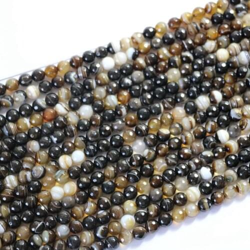 Gray brown fringe agat natural stone carnelian onyx 6mm 8mm 10mm 12mm faceted round loose beads diy jewelry making A14