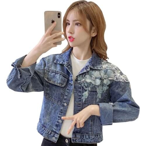 Blue Jeans Jacket 2021 New Autumn Womens Denim Jacket Korean Loose Student Top Streetwear Denim Jacket Female Jeans Coat Casual