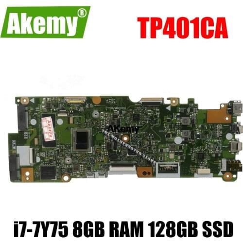 TP401CA Laptop Motherboard For Asus VivoBook Flip 14 TP401CA TP401C TP401CA7Y30 Mainboard 128GB SSD i7-7Y75 8GB RAM 128GB SSD