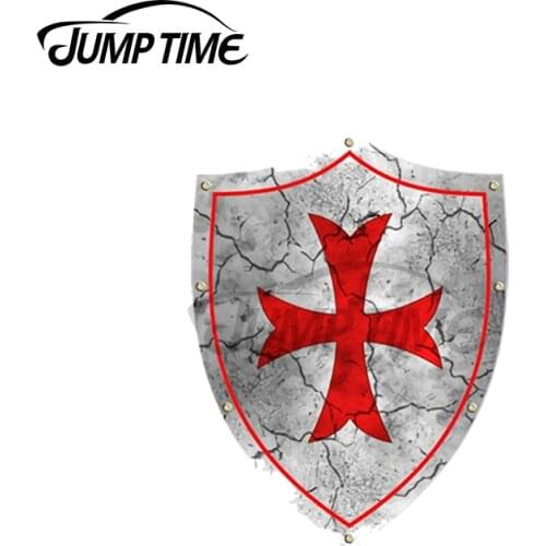 JumpTime 13 x 5.3cm Knight Templar Crusader Shield Distressed Cross Car Sticker Decal Vinyl Waterproof Bumper Doors Windows