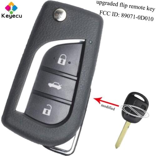 KEYECU Replacement Upgraded Remote Key - 433MHz 4C Chip TOY47 Blade - FOB for Toyota Yaris Avensis Corolla FCC ID: 89071-0D010