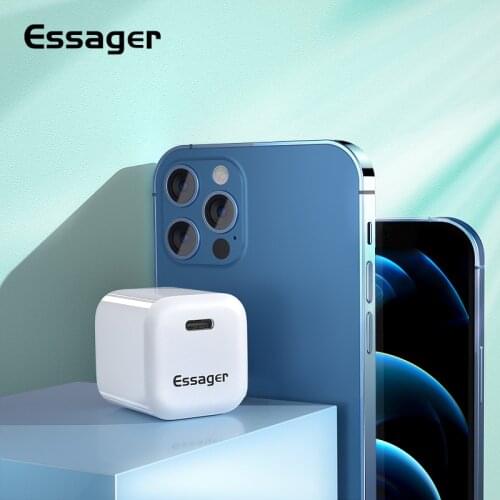 Essager 20W USB Charger Mini PD Fast Charging Plug Quick Charge 3.0 Wall Mount Chargers Protable USB C Type C USB Charging Plugs